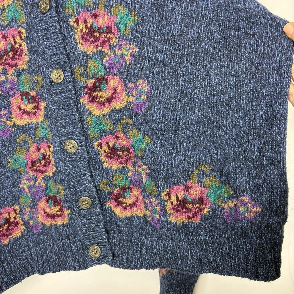 Vtg Women's Eddie Bauer Wool Blend Cardigan Sweater Grannycore Grandma Sz L - Picture 8 of 14